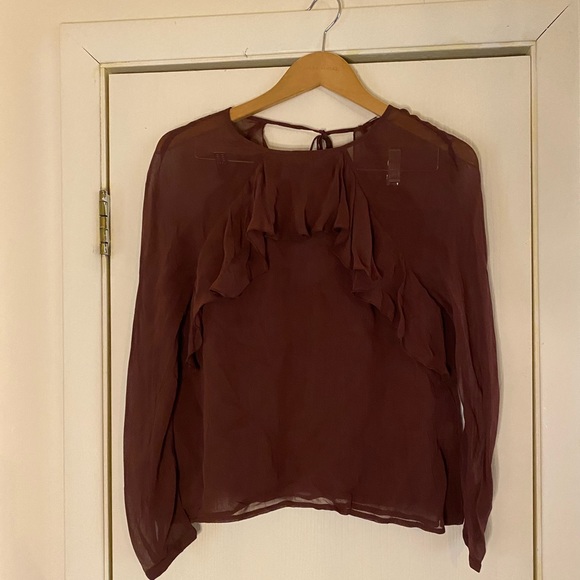 Chan Luu Tops - NWT Chan Luu silk ruffle tassel sheer blouse Xs